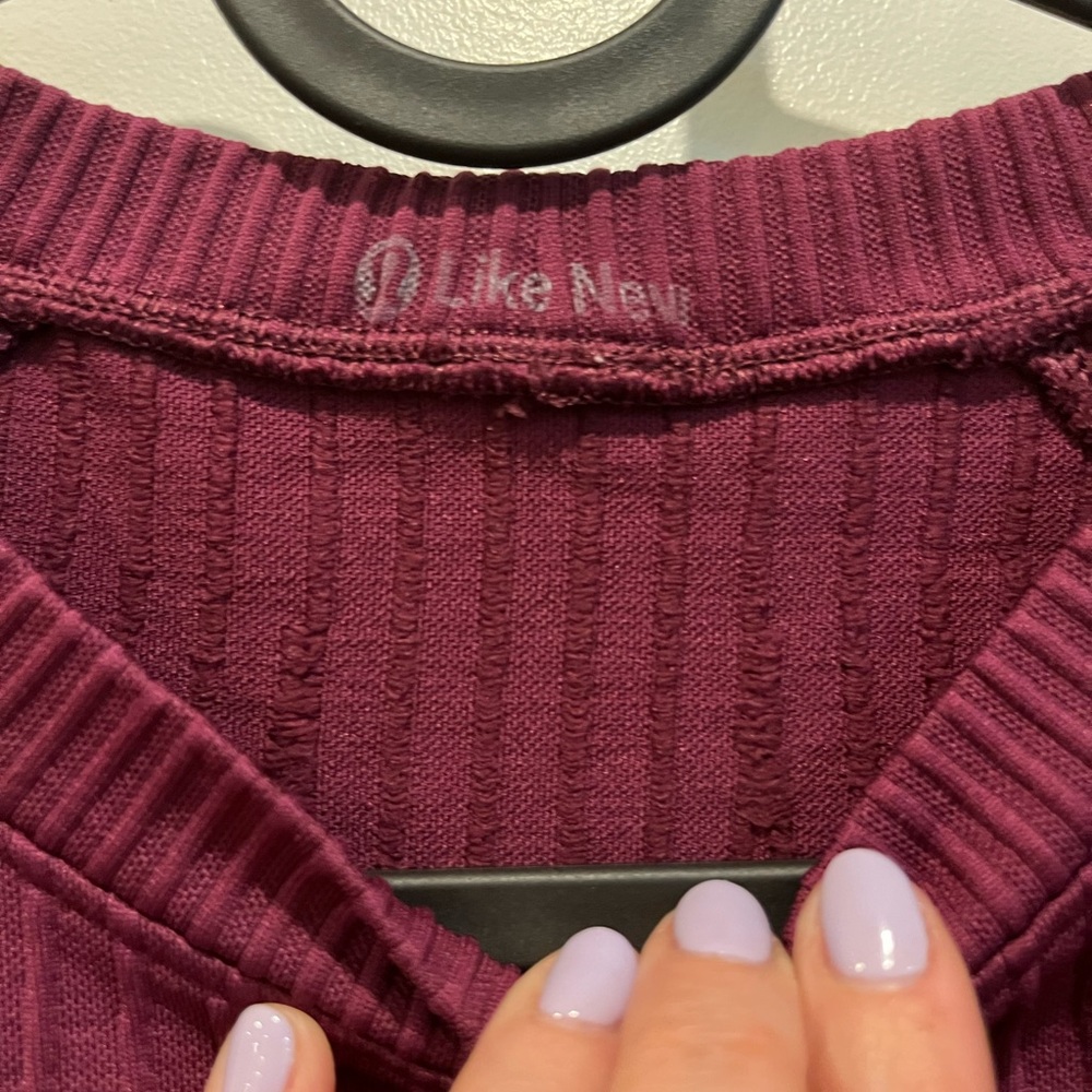 Lululemon: Ribbed Long Sleeve Top in Deep Pink/maroon - Picture 5 of 7